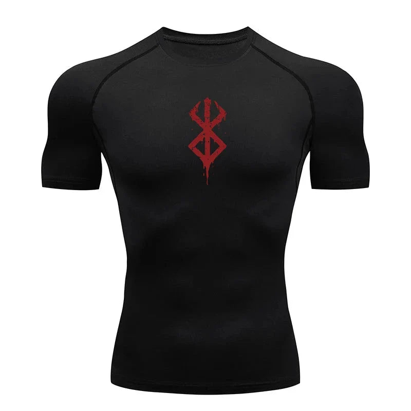 Camisa de compresión estampada para hombre - Camiseta de entrenamiento de verano