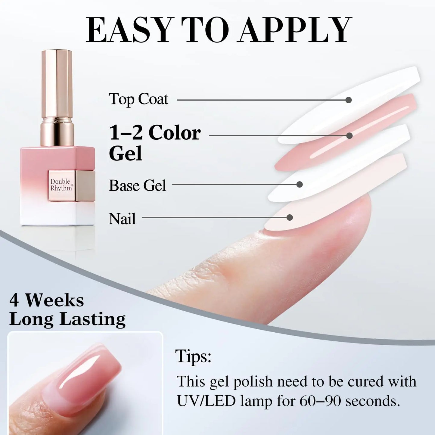 Esmalte de Gel Translúcido Double Rhythm - Rosa Lechoso 15ML