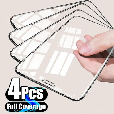 4Pcs Full Cover Tempered Glass Screen Protector for iPhone