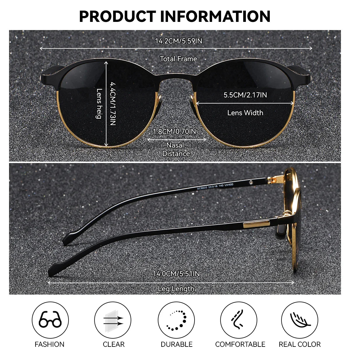 BARCUR Retro Polarized Women's Sunglasses - Elegant Black Frame