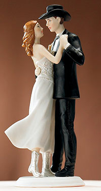 Sweet Western Embrace Bridal Couple Figurine - 6" High