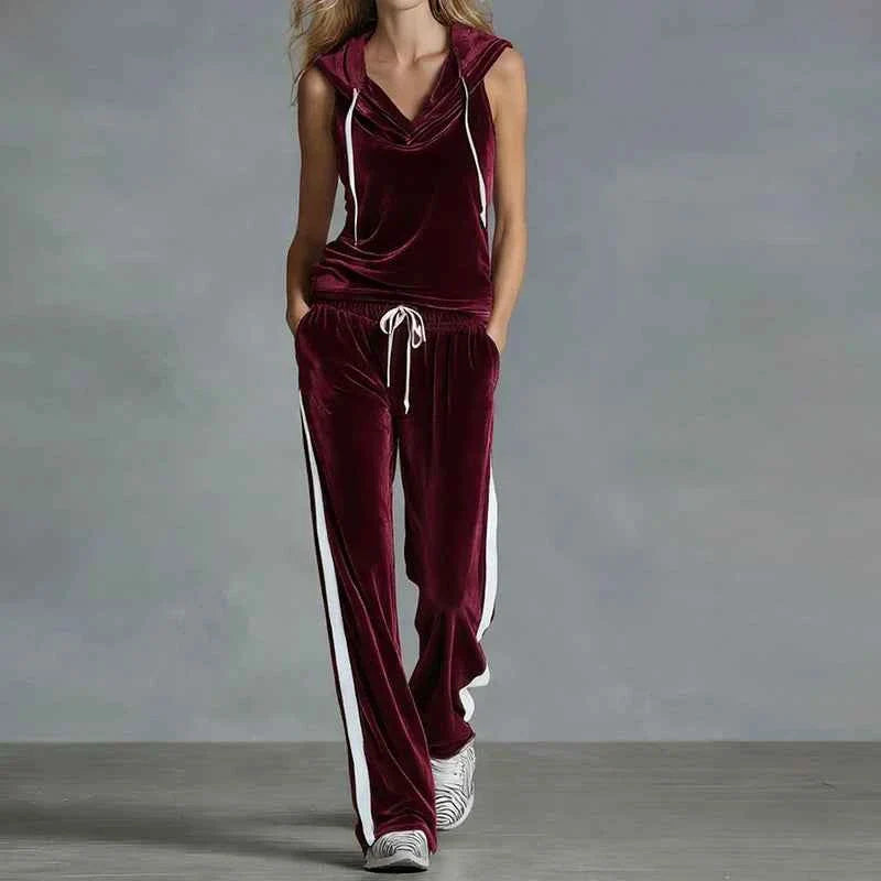 Conjunto de chándal de terciopelo para mujer casual de verano