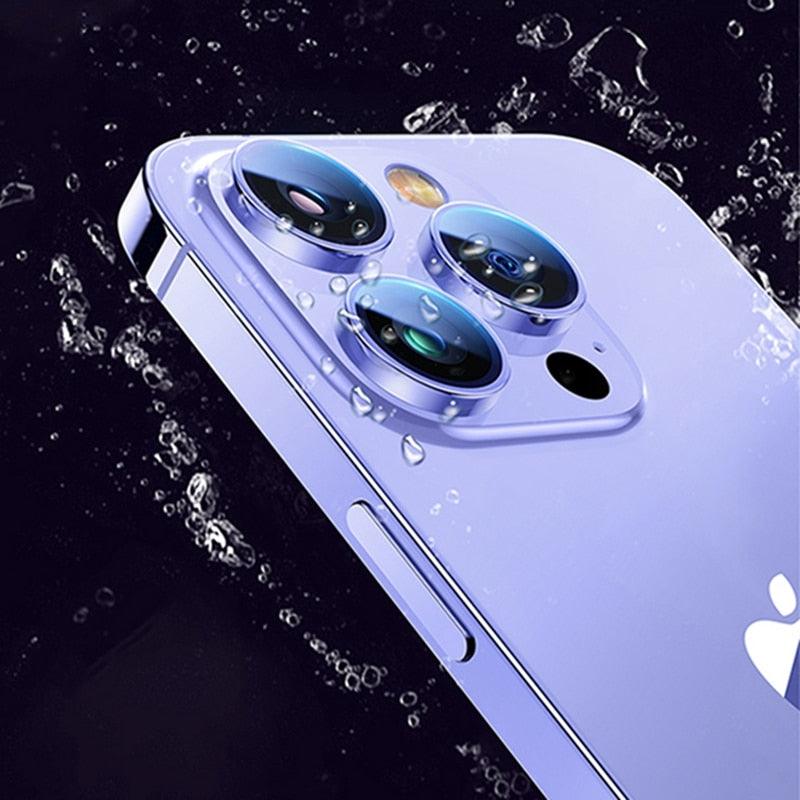 Premium 9H Tempered Glass Camera Lens Protector with Metal Ring for iPhone 14 & 13 Series - Korvel