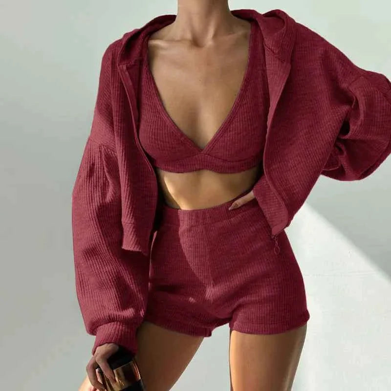 Conjunto de chándal para mujer de 3 piezas Solid Sport