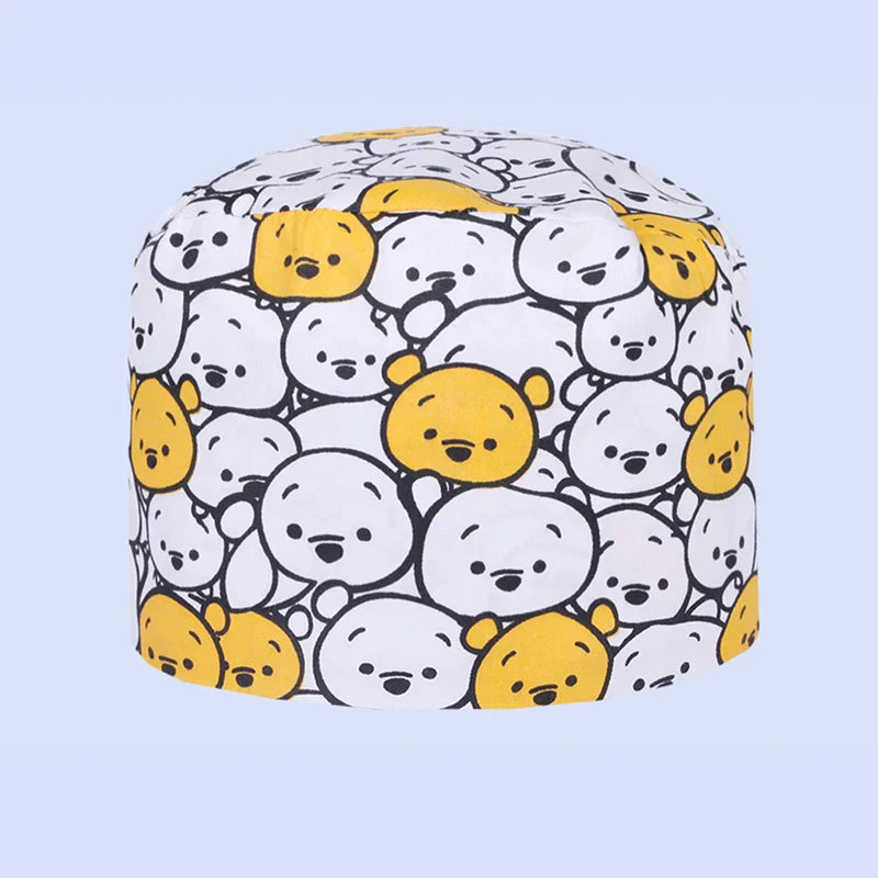 Gorros Quirúrgicos con Estampado de Osito para Cabello Largo