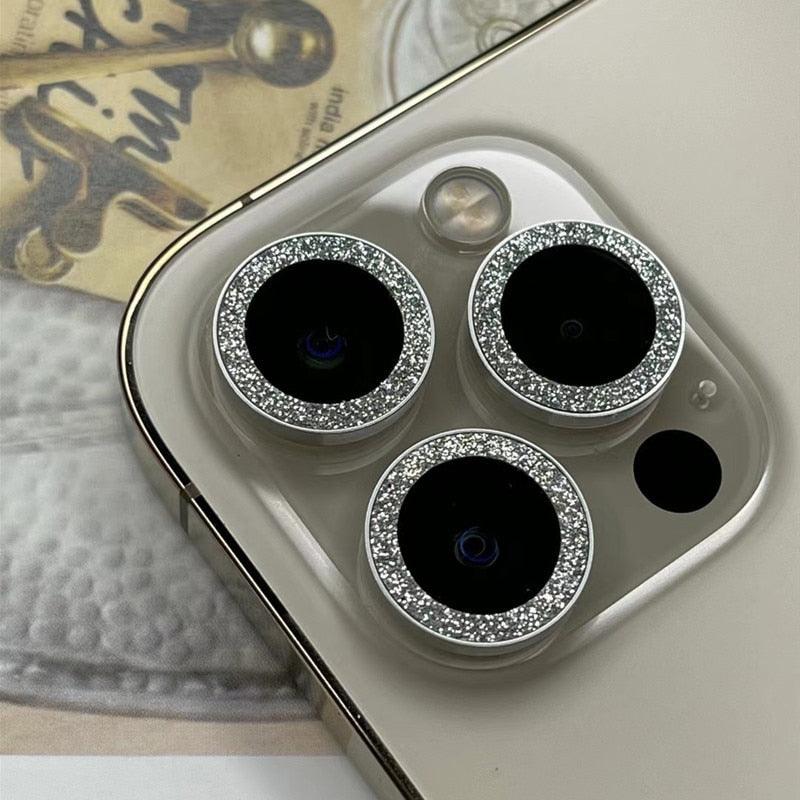 Sparkling Diamond Camera Lens Protector for iPhone 14/13/12/11 Pro Max - Premium Glittering Metal Ring - Korvel