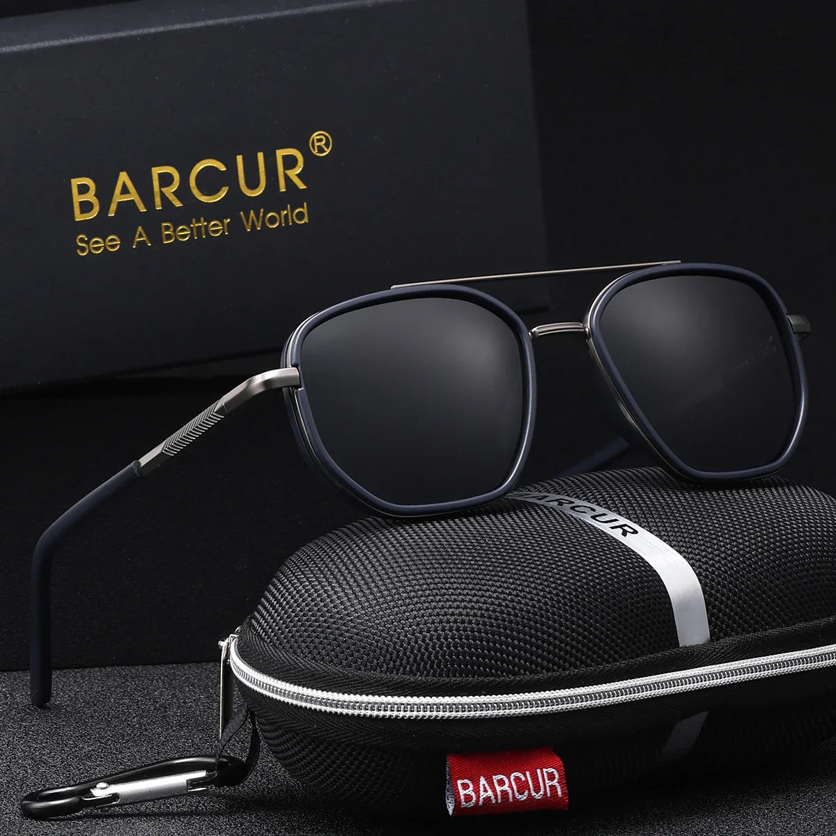Gafas de sol poligonales para hombres BARCUR – Protección polarizada UV400
