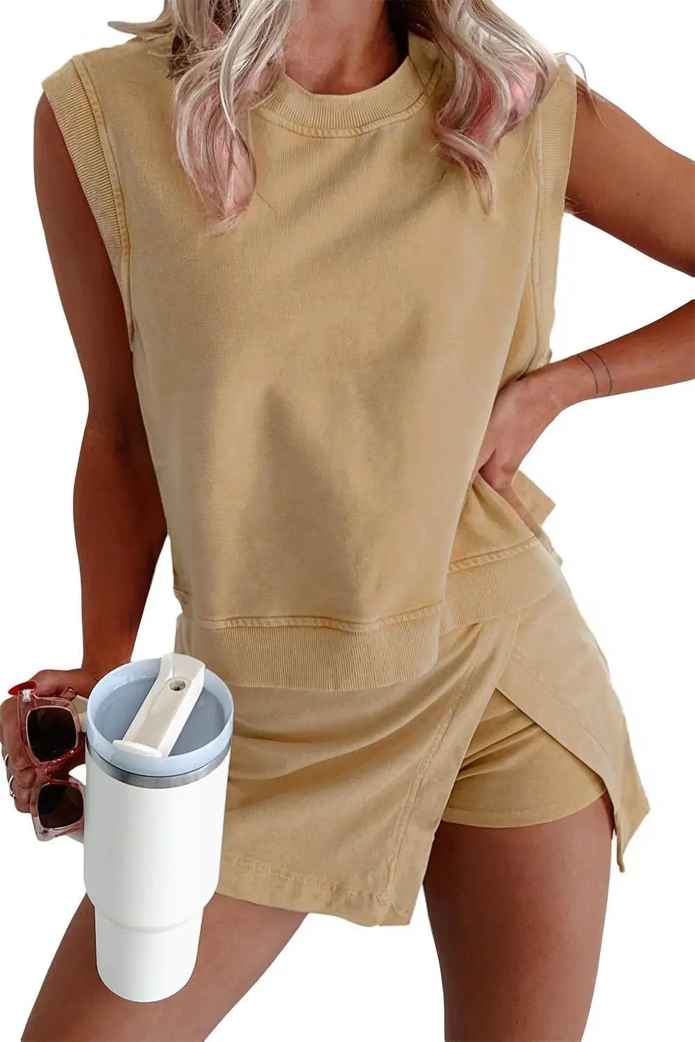 Ensemble T-shirt et shorts en coton pour femmes