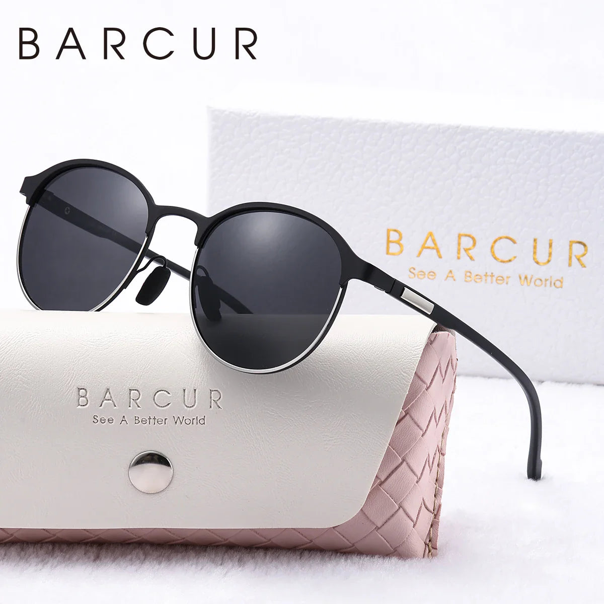 BARCUR Retro Polarized Women's Sunglasses - Elegant Black Frame