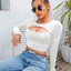 Crop Top à Manches Longues Découpé pour Femmes
