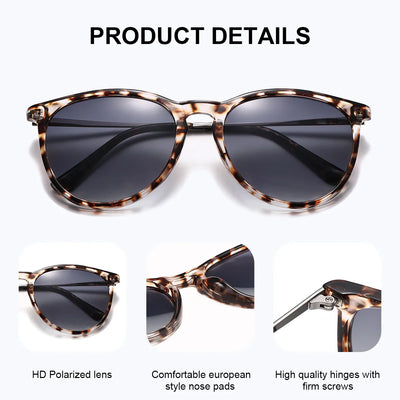 BARCUR Women's Leopard Print Cat Eye Sunglasses - Polarized UV400