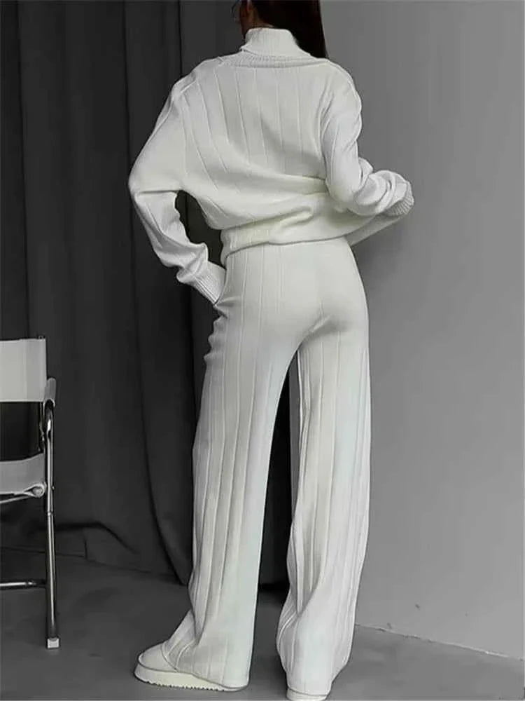 Autumn Winter Women's Knitted Tracksuit Set