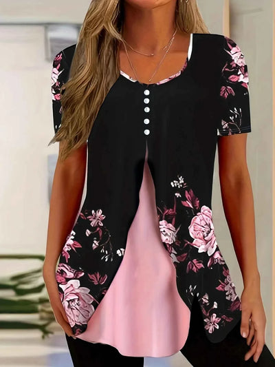 Blouse à boutons élégante pour femmes en deux pièces
