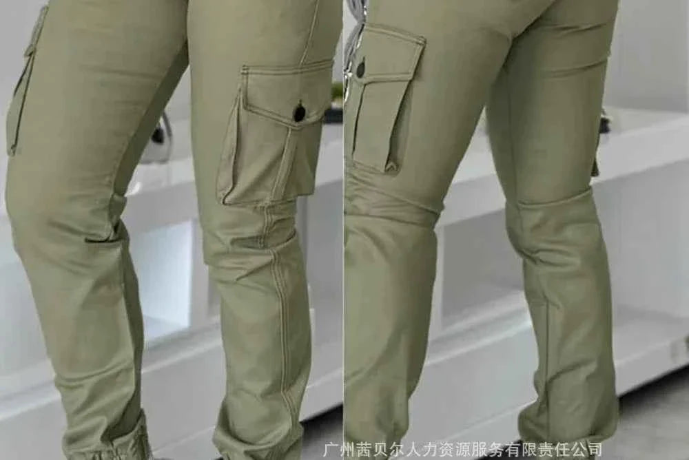 Pantalones Cargo Slim de Cintura Alta para Mujer