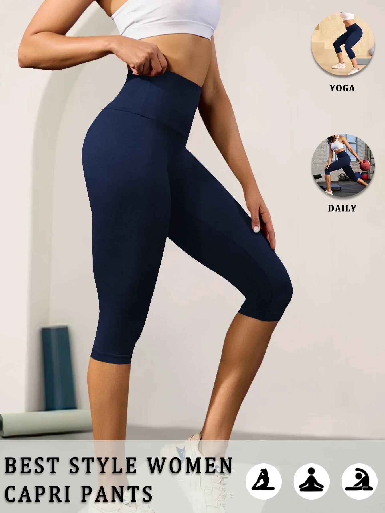 Pantalones de Yoga Capri de Cintura Alta - Comodidad Premium