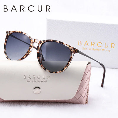 BARCUR Women's Leopard Print Cat Eye Sunglasses - Polarized UV400