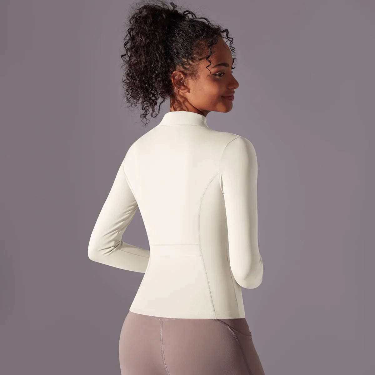 Top de Yoga con Cremallera Completa para Mujer con Aberturas para los Dedos