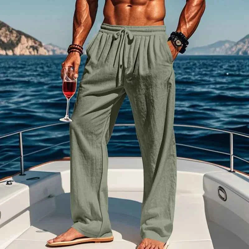 Pantalones de yoga de lino para hombre en 16 colores para primavera/verano