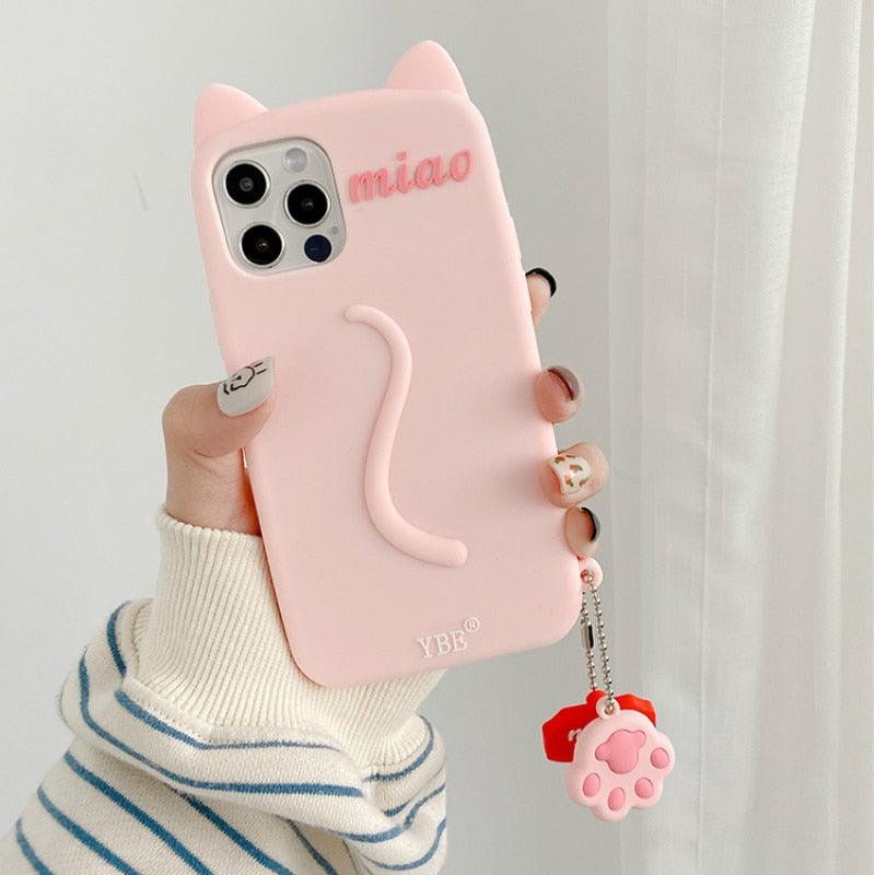 Cartoon Cat Ear Phone Case for iPhone - Cute & Durable