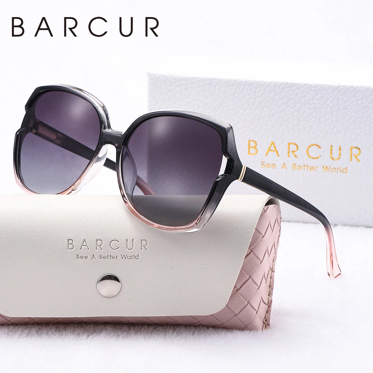 Gafas de sol polarizadas de marco de mariposa degradado para mujeres BARCUR