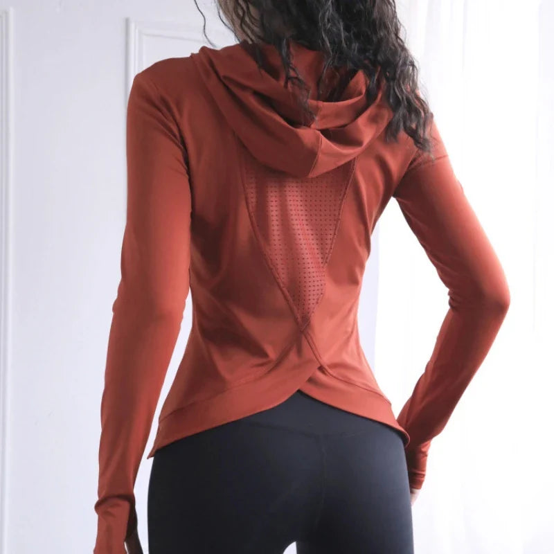 BreatheFit Sudadera de Yoga de Manga Larga para Mujer