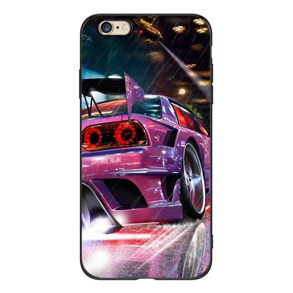 Stylish Soft Silicone Car Print Phone Case for iPhone