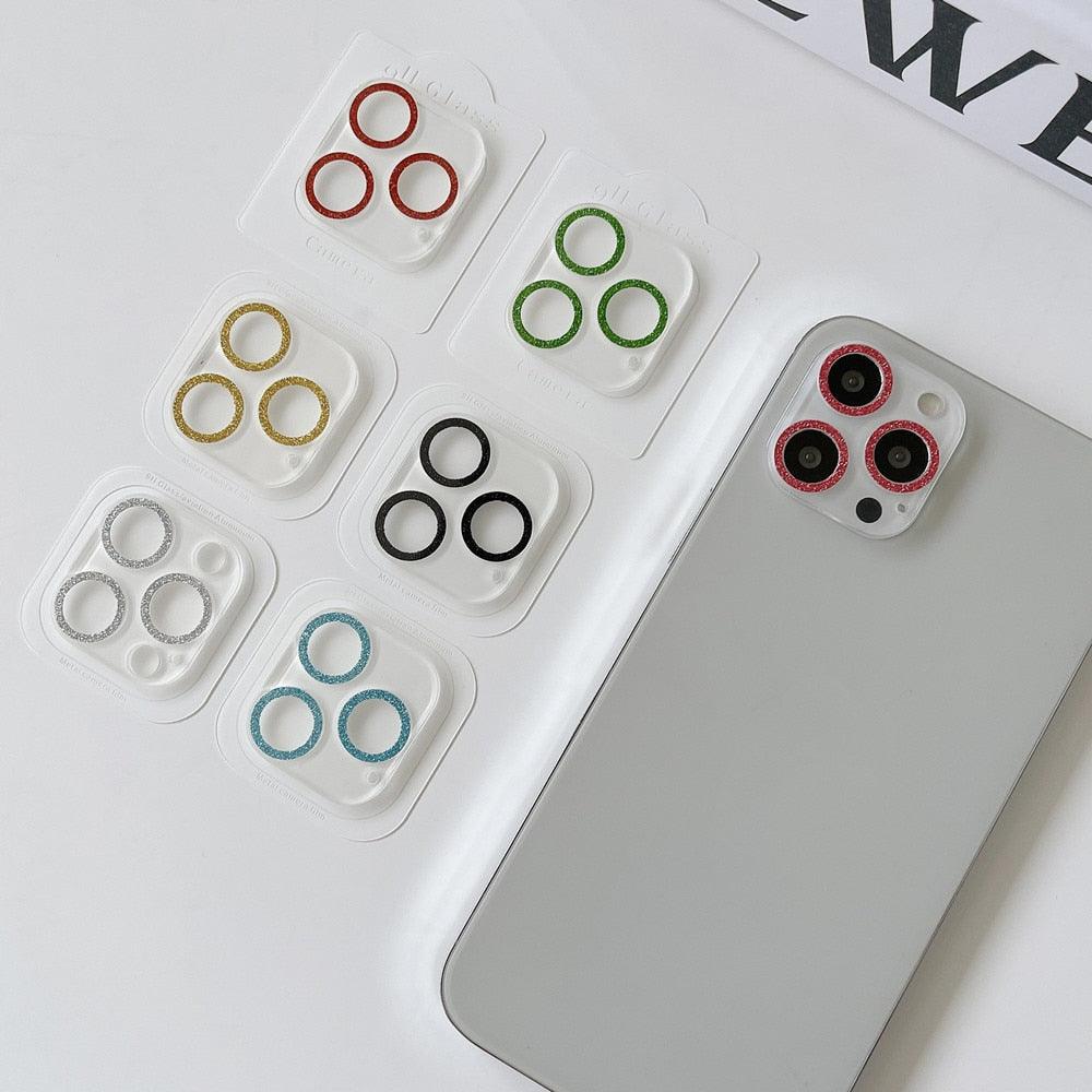 Verre de protection scintillant pour caméra pour iPhone 14/13/12