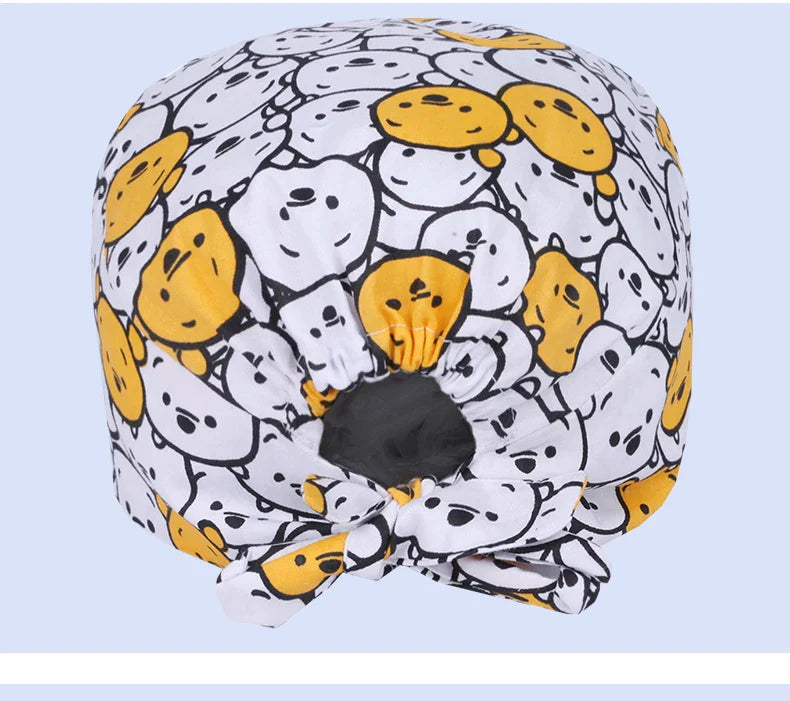 Gorros Quirúrgicos con Estampado de Osito para Cabello Largo