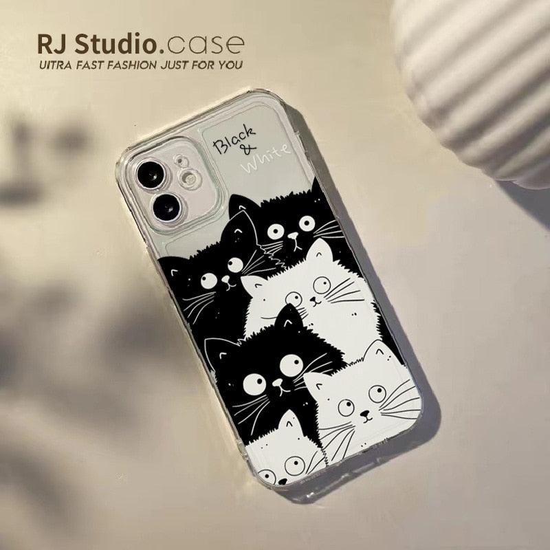 Cute Cat Transparent Phone Case for iPhone 11/12/13 Pro Max