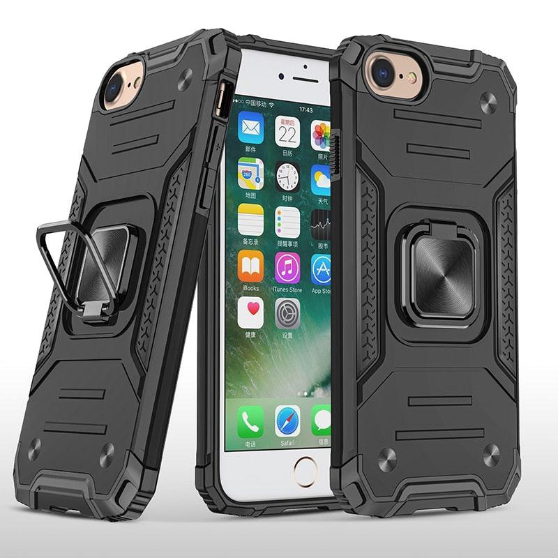 Coque de support avec anneau magnétique en métal pour iPhone 11-14 Pro Max