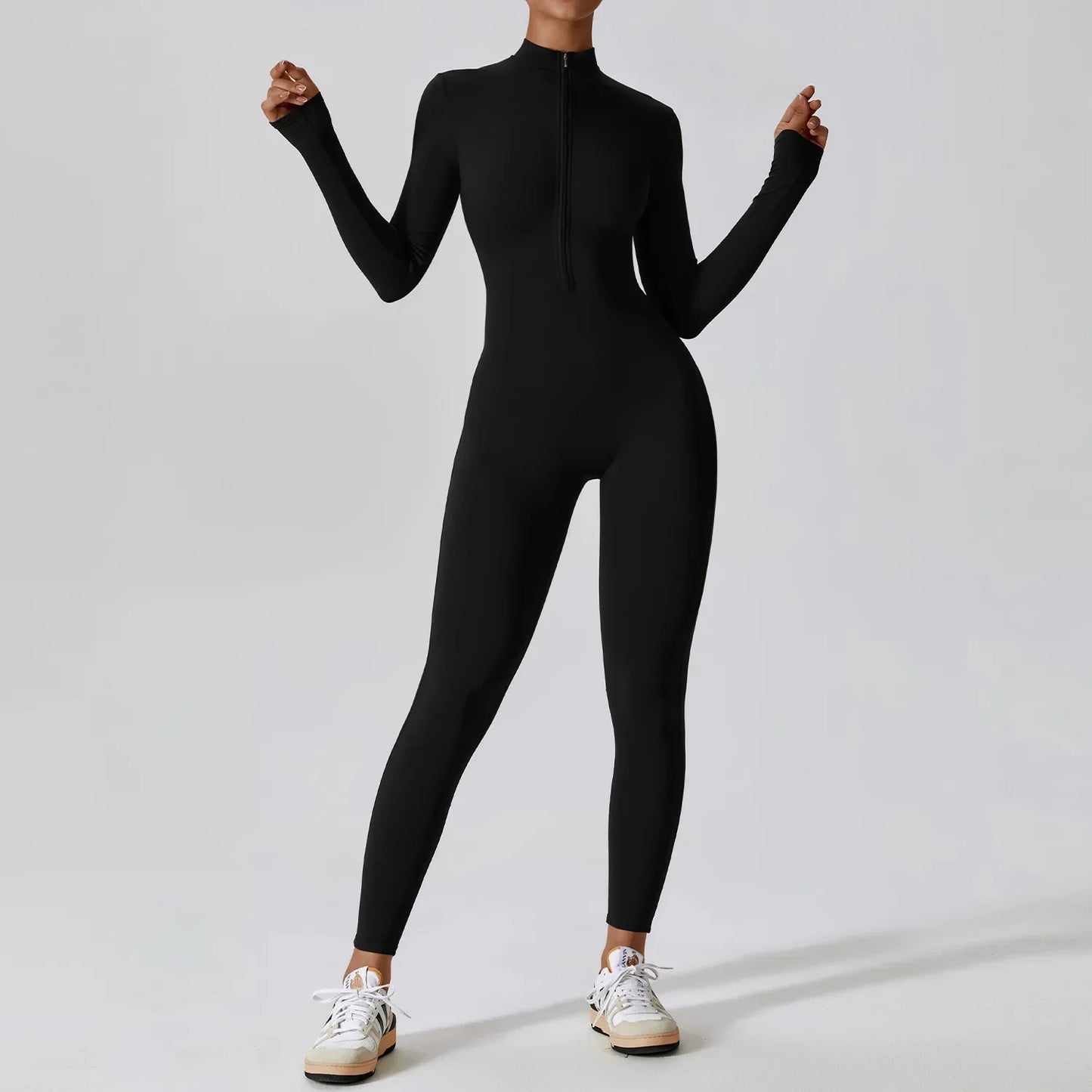 Premium Long Sleeved Yoga Jumpsuit with Zipper