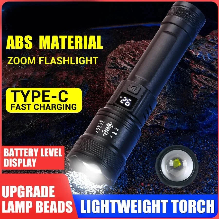 Lampe de poche tactique LED 2000LM - Torche portable rechargeable par USB
