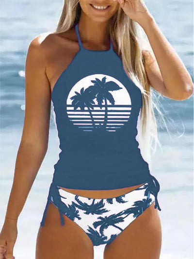 GlamWave Women's Tied Halter Tankini Set