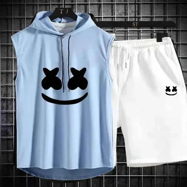 Conjunto de chándal con capucha casual para hombres de verano