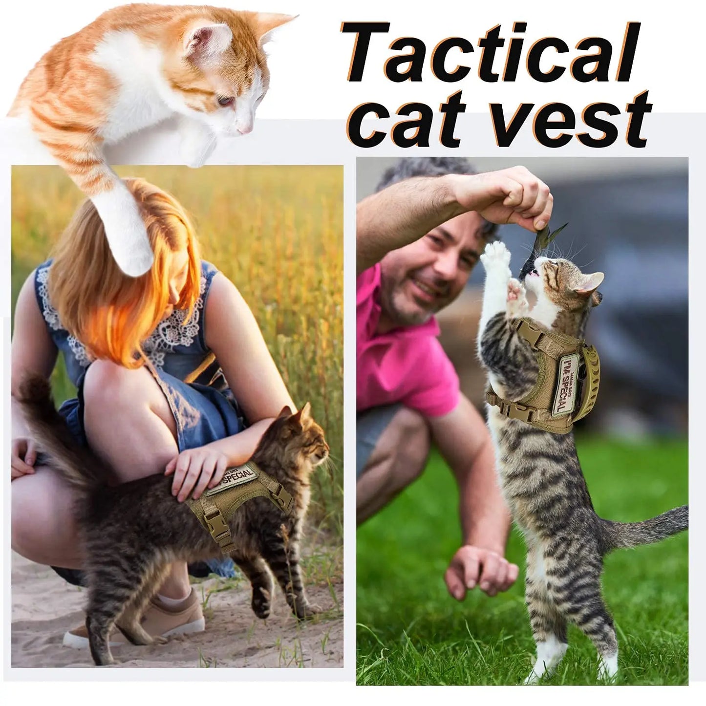 Arnés Táctico para Gatos con Parches Personalizables