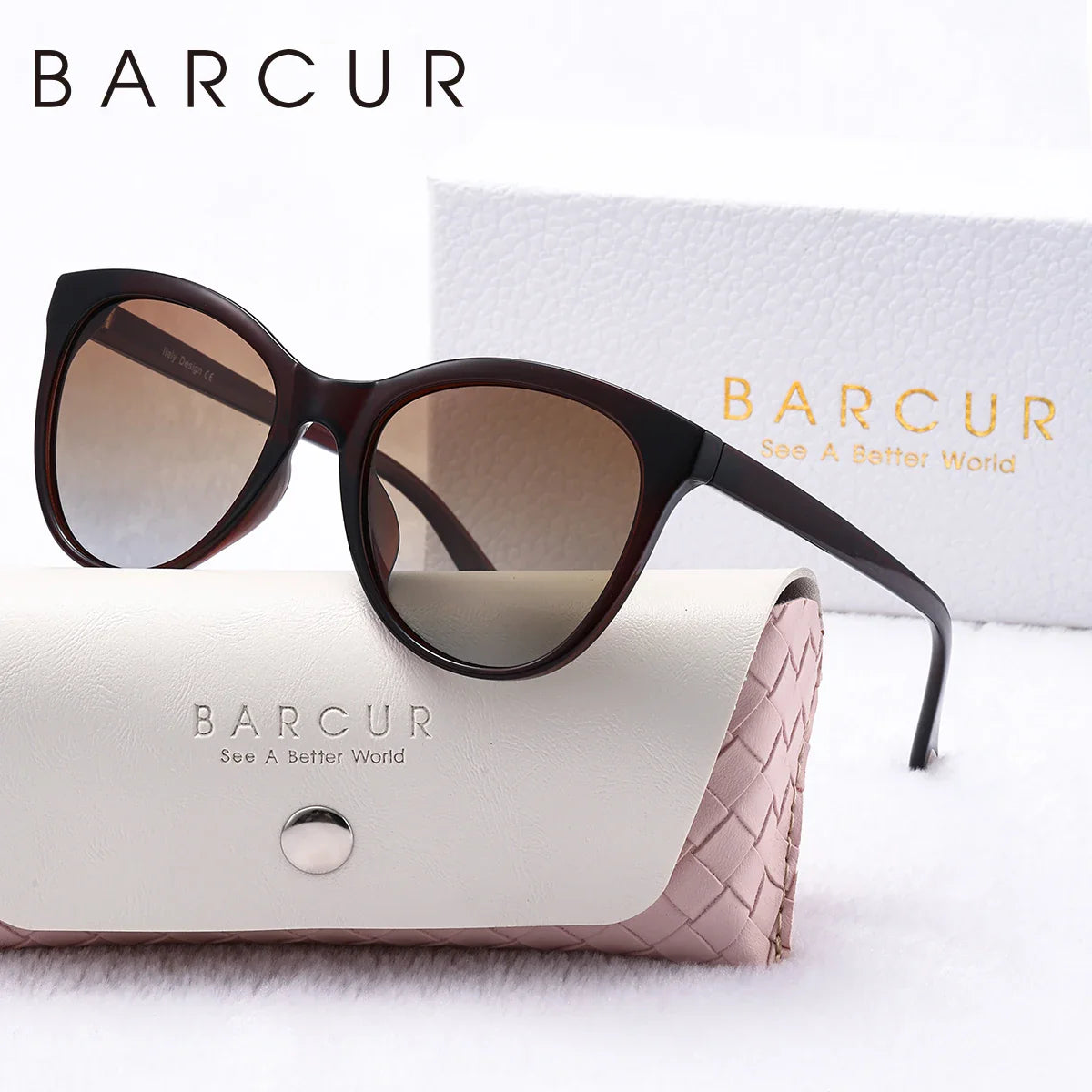 Lunettes de soleil transparentes en forme de chat pour femmes BARCUR - Polarisées UV400