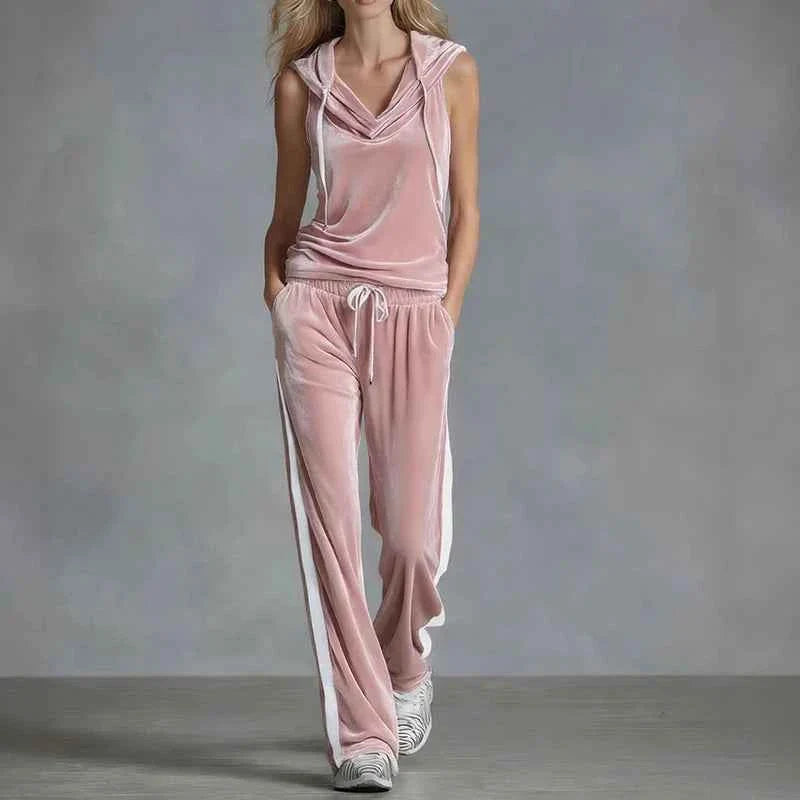 Conjunto de chándal de terciopelo para mujer casual de verano