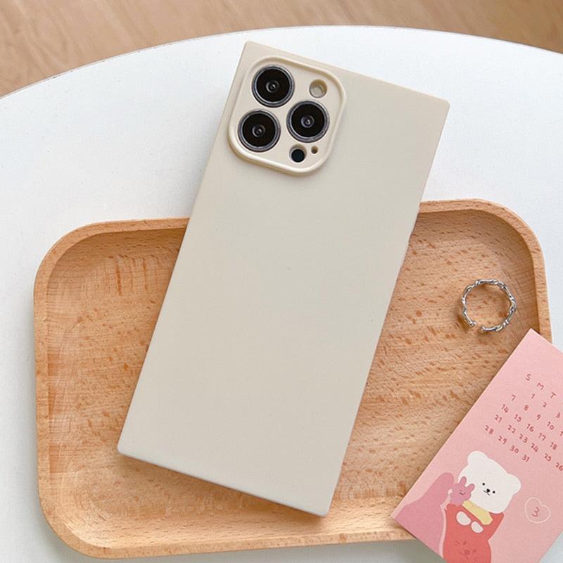 Fashion Candy Color Square Soft Silicone Phone Case for iPhone
