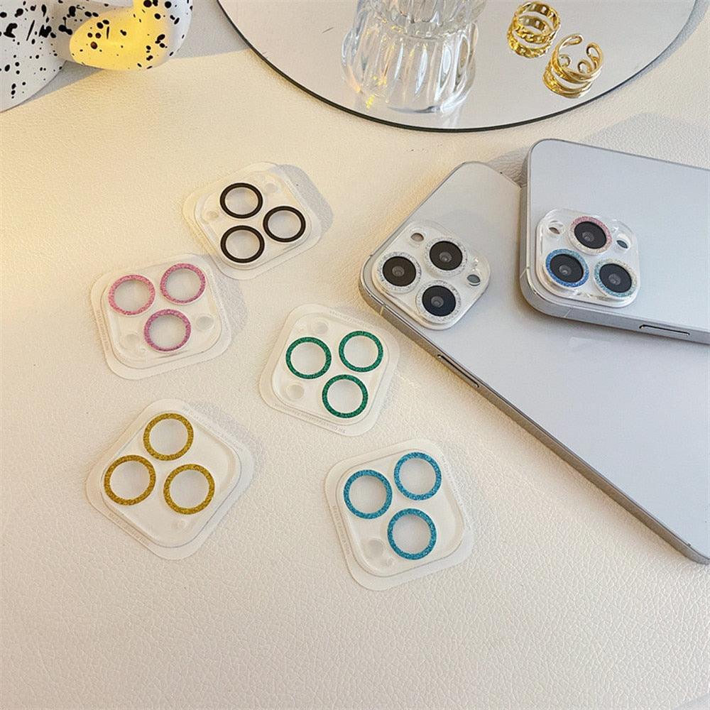 Verre de protection scintillant pour caméra pour iPhone 14/13/12