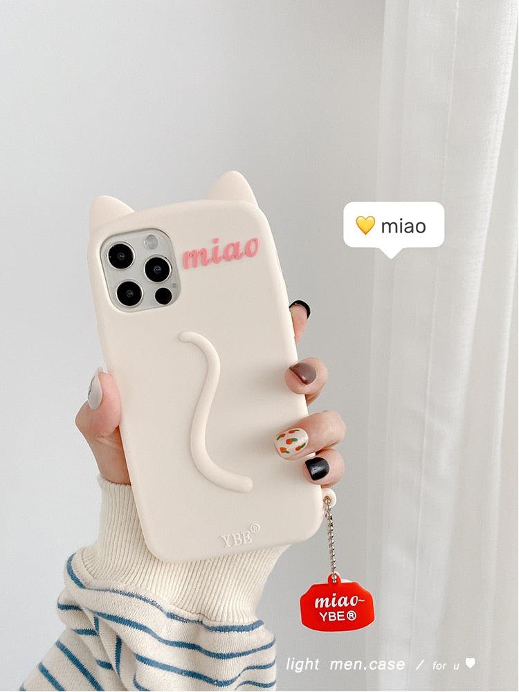 Cartoon Cat Ear Phone Case for iPhone - Cute & Durable