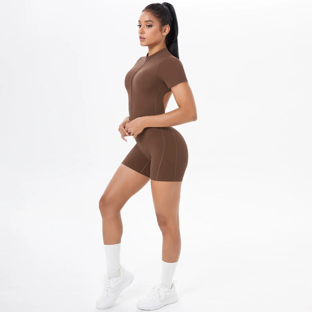 Mono sin espalda FlexiFit con cremallera - Ropa activa para mujer