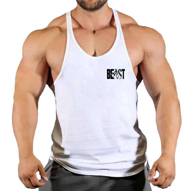 Camiseta sin mangas de algodón para hombre - Chaleco de rendimiento