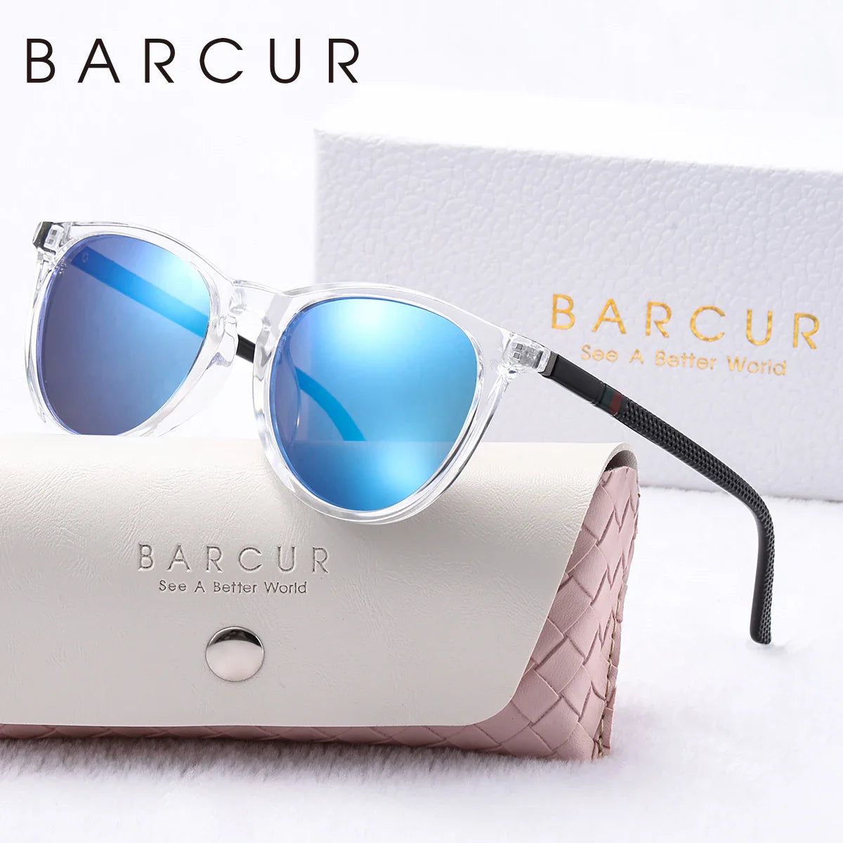 Lunettes de soleil rondes roses BARCUR pour femmes