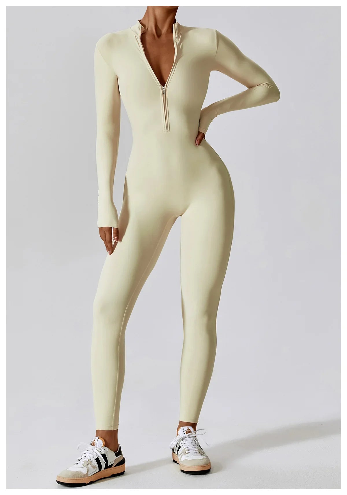 Premium Long Sleeved Yoga Jumpsuit with Zipper