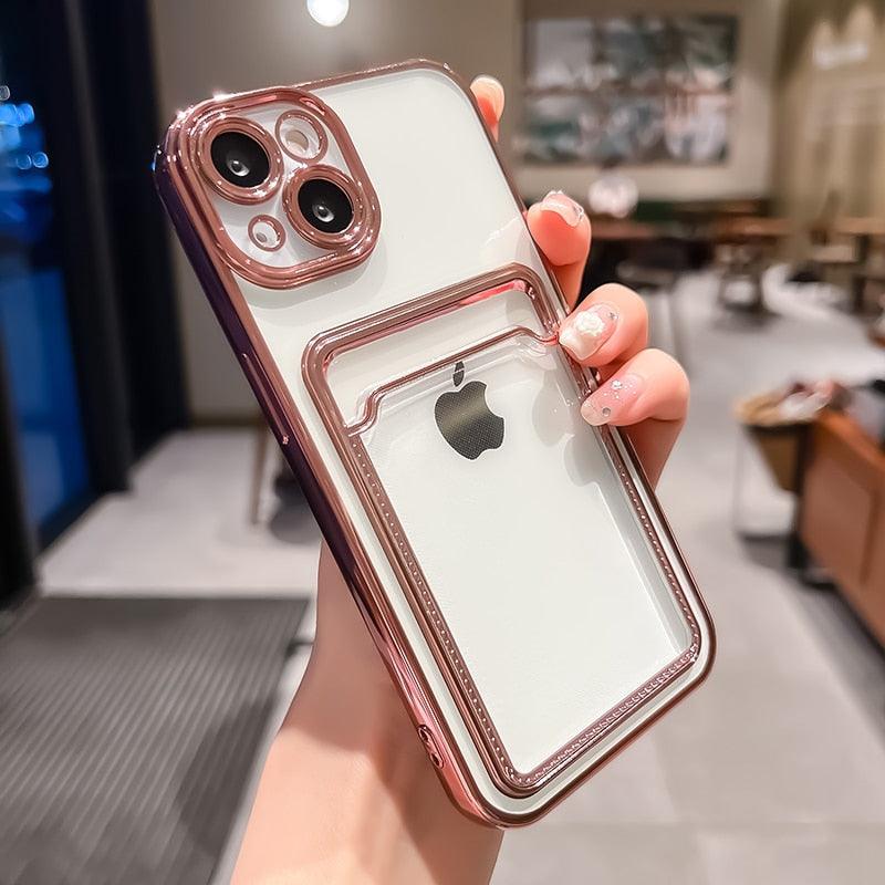 Coque de portefeuille transparente pour iPhone