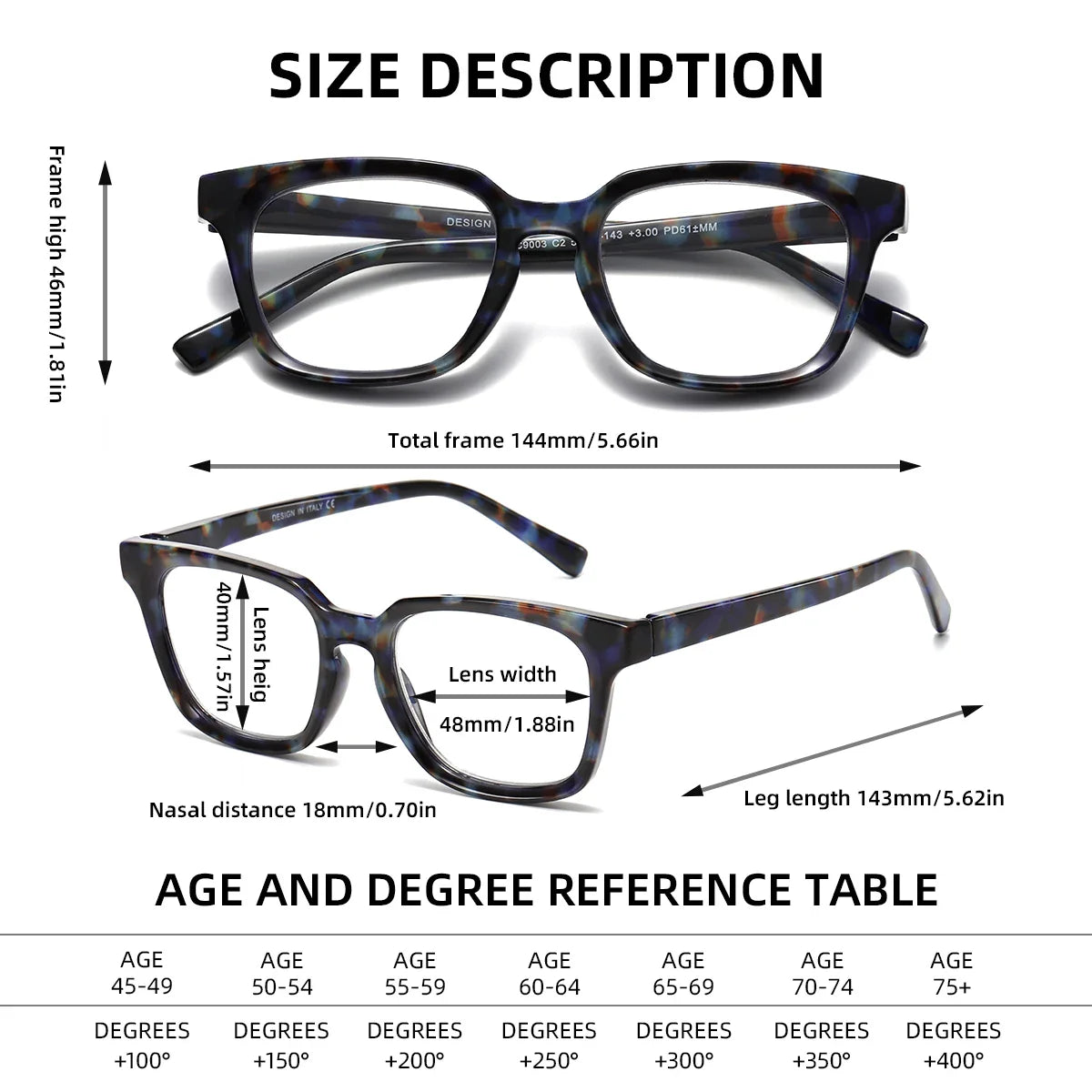 Lunettes de lecture carrées tendance BARCUR - Protection contre la lumière bleue
