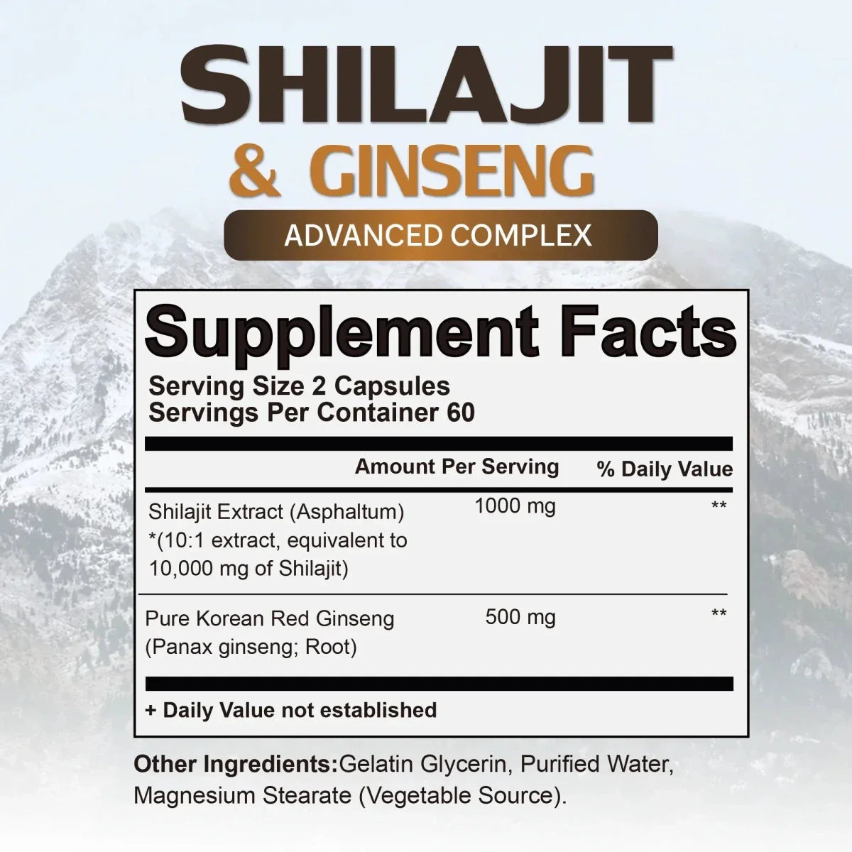 Suplemento Premium de Shilajit y Ginseng - 120 Cápsulas