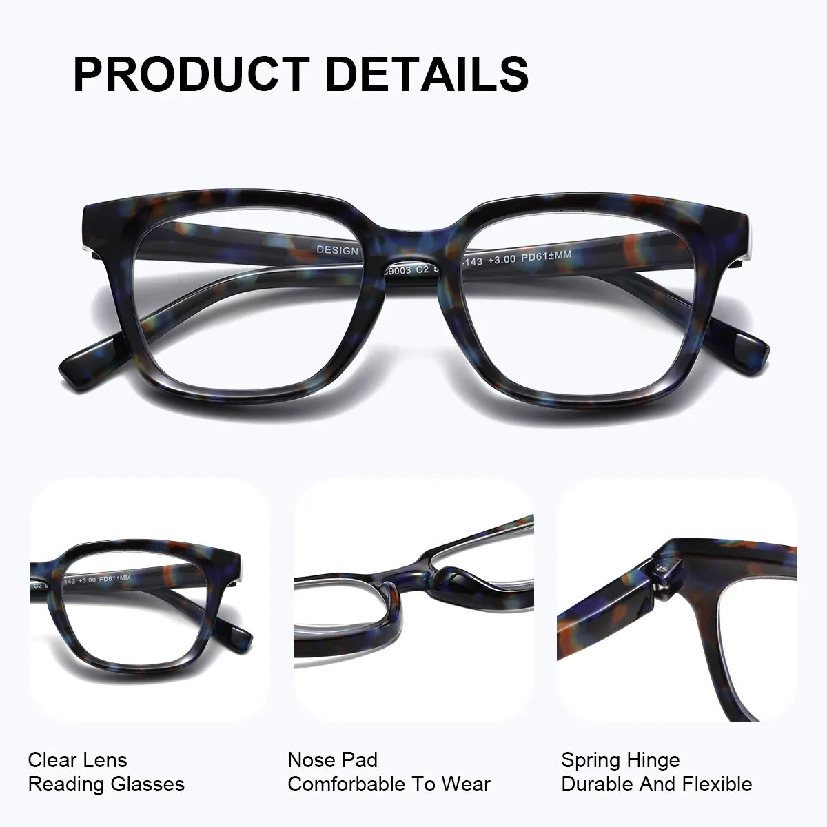 Lunettes de lecture carrées tendance BARCUR - Protection contre la lumière bleue