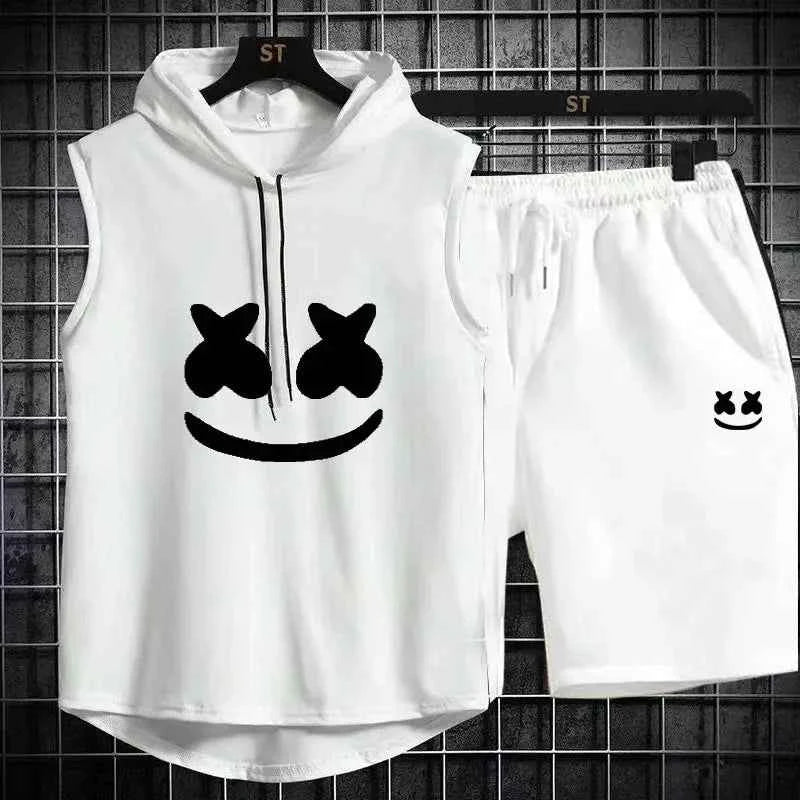 Conjunto de chándal con capucha casual para hombres de verano