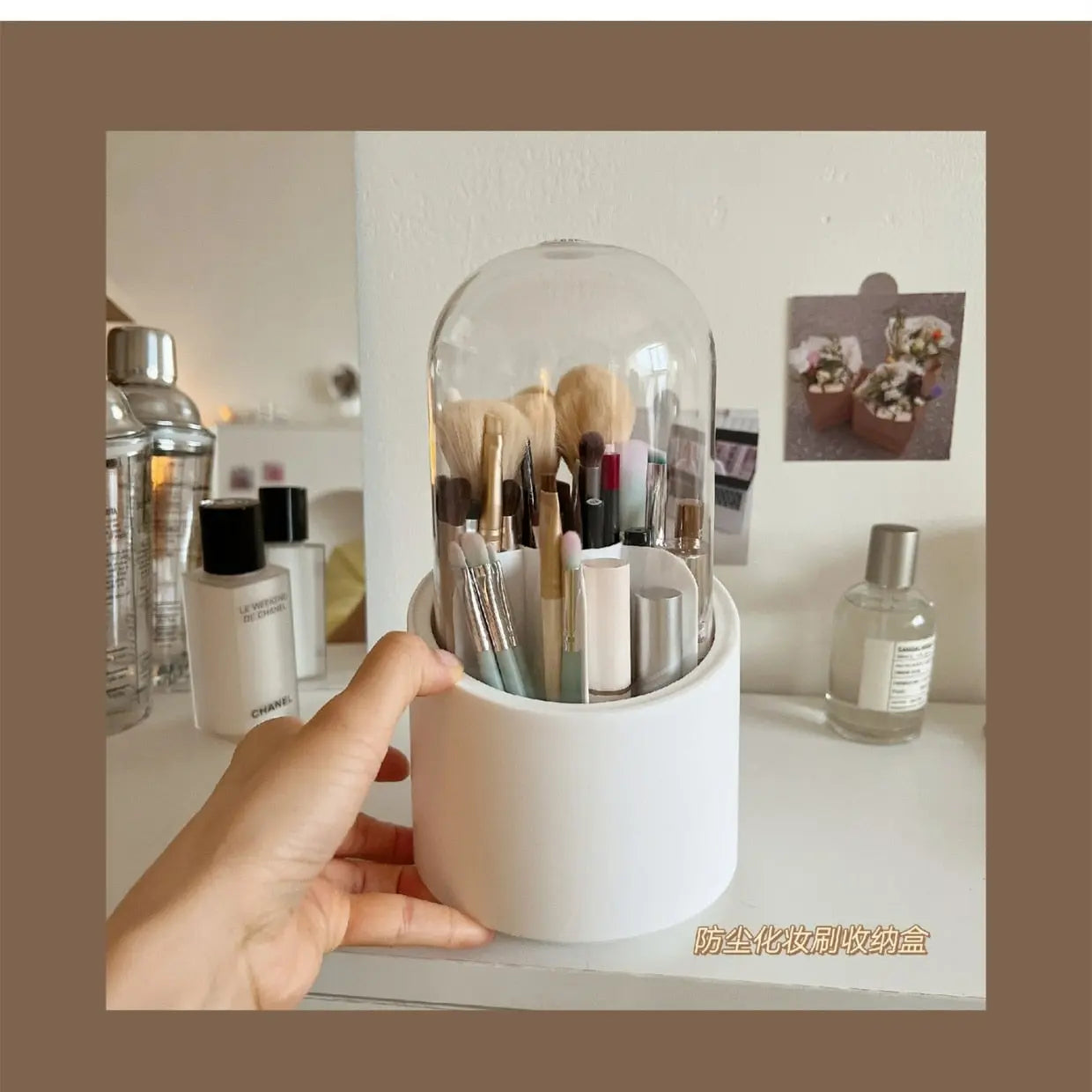 Rangement de pinceaux de maquillage de bureau élégant avec couvercle